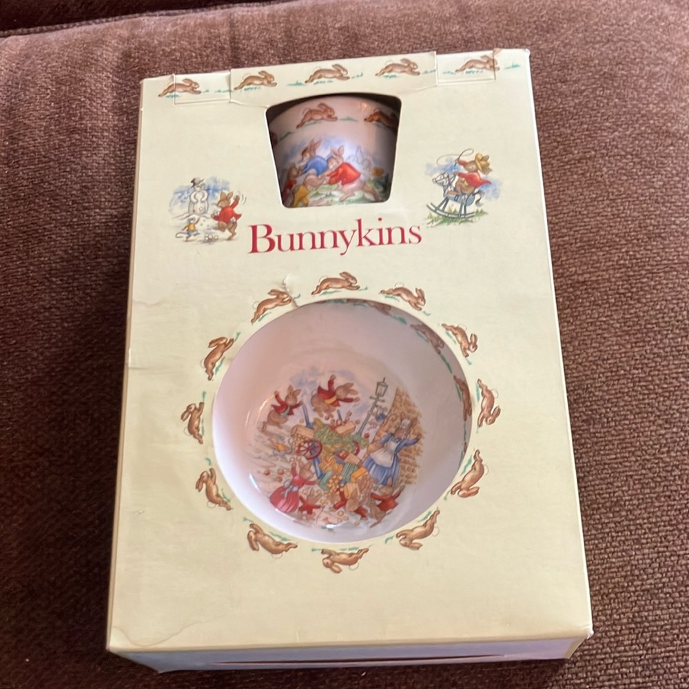 NWT Vintage 1989 Royal Doulton Bunnykins 3 Piece Set Cup Bowl Plate China Set